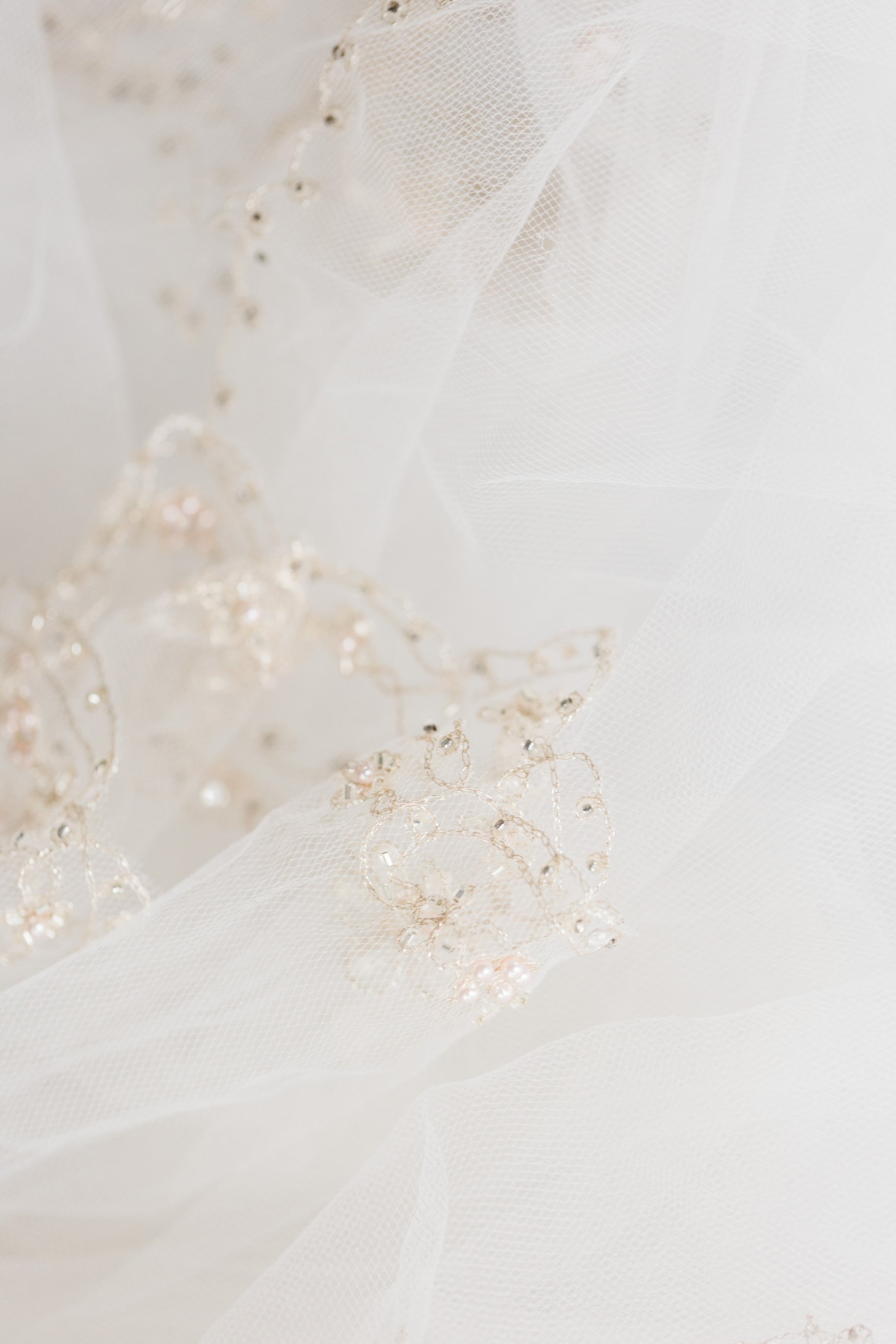 White Tulle with Gold Details and Beads